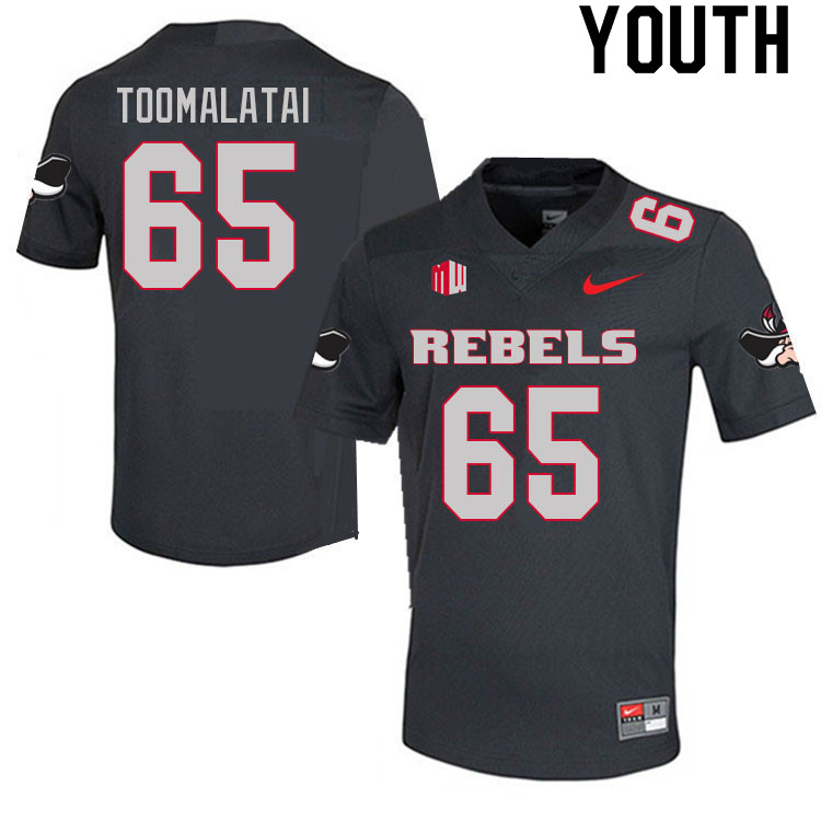 Youth #65 London Toomalatai UNLV Rebels College Football Jerseys Sale-Charcoal - Click Image to Close